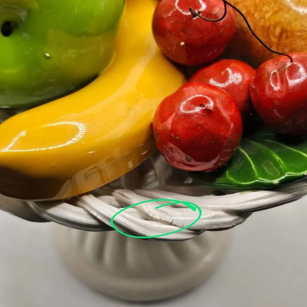 8" BASSANO Pottery Italian Capodimonte Ceramic Centerpiece Fruit Basket Pedestal - Picture 10 of 11